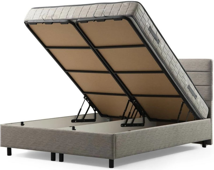 Baza dhe shtrati dopio me taban, ngjyrë gri e çelët, Skye Decor, 160x200cm