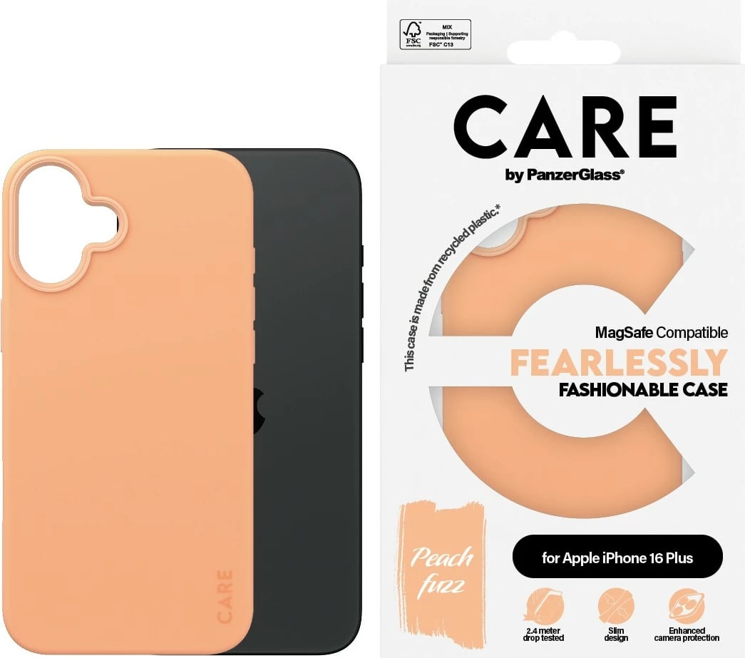 Mbështjellës PanzerGlass CARE Case Fashion MagSAFE për iPhone 16 Plus, rozë