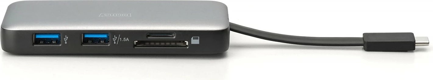 Docking station Digitus DA-70916, 7 porta, USB Type-C, HDMI 4K/60Hz, PD 3.0, e zezë/gri