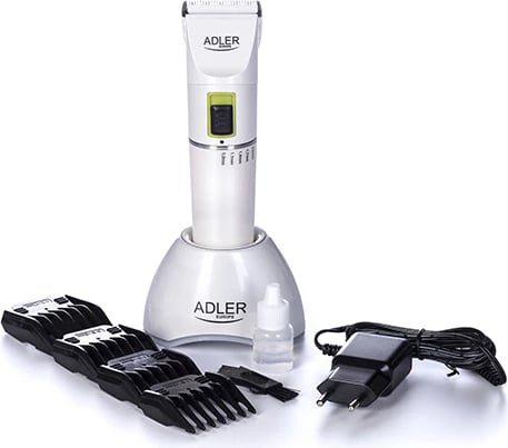 makinë qethëse, Adler, AD 2827, bateri Li-Ion 2200 mAh 5 orë, teh qeramik/titanium, 2 shpejtësi, 4 krehra 3–12 mm, e bardhë makinë qethëse, Adler, AD 2827, bateri Li-Ion 2200 mAh 5 orë, teh qeramik/titanium, 2 shpejtësi, 4 krehra 3–12 mm, e bardhë