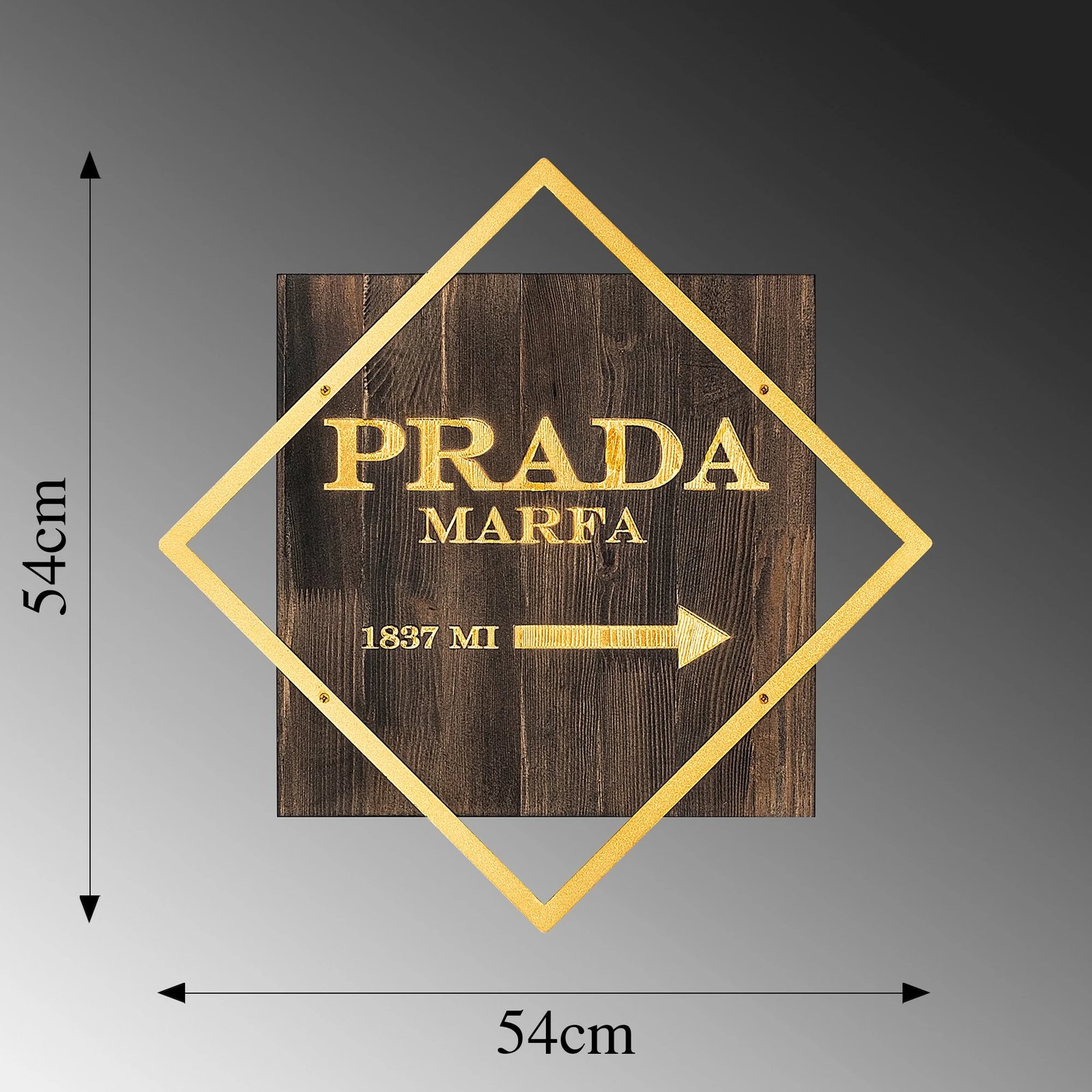 Aksesore dekorativ prej druri për mur, Wallity, ngjyrë arre dhe ari