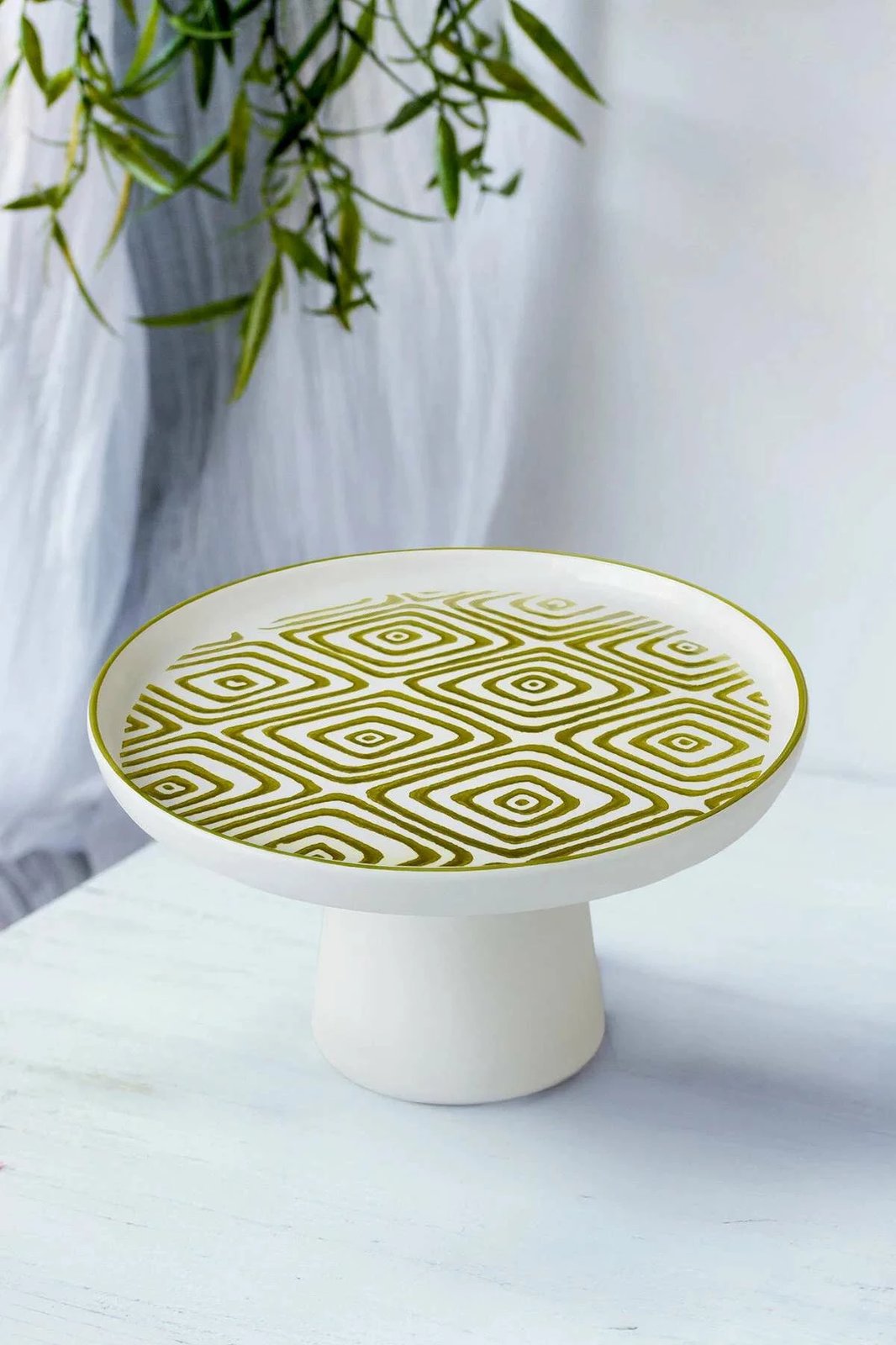 Pjatë për servirje torte Hermia Concept, MCH0011361, ngjyrë mint dhe kaki