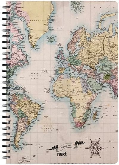 Bllok spiral Next World Map II, 17x25cm, 2 lëndë, 70 faqe