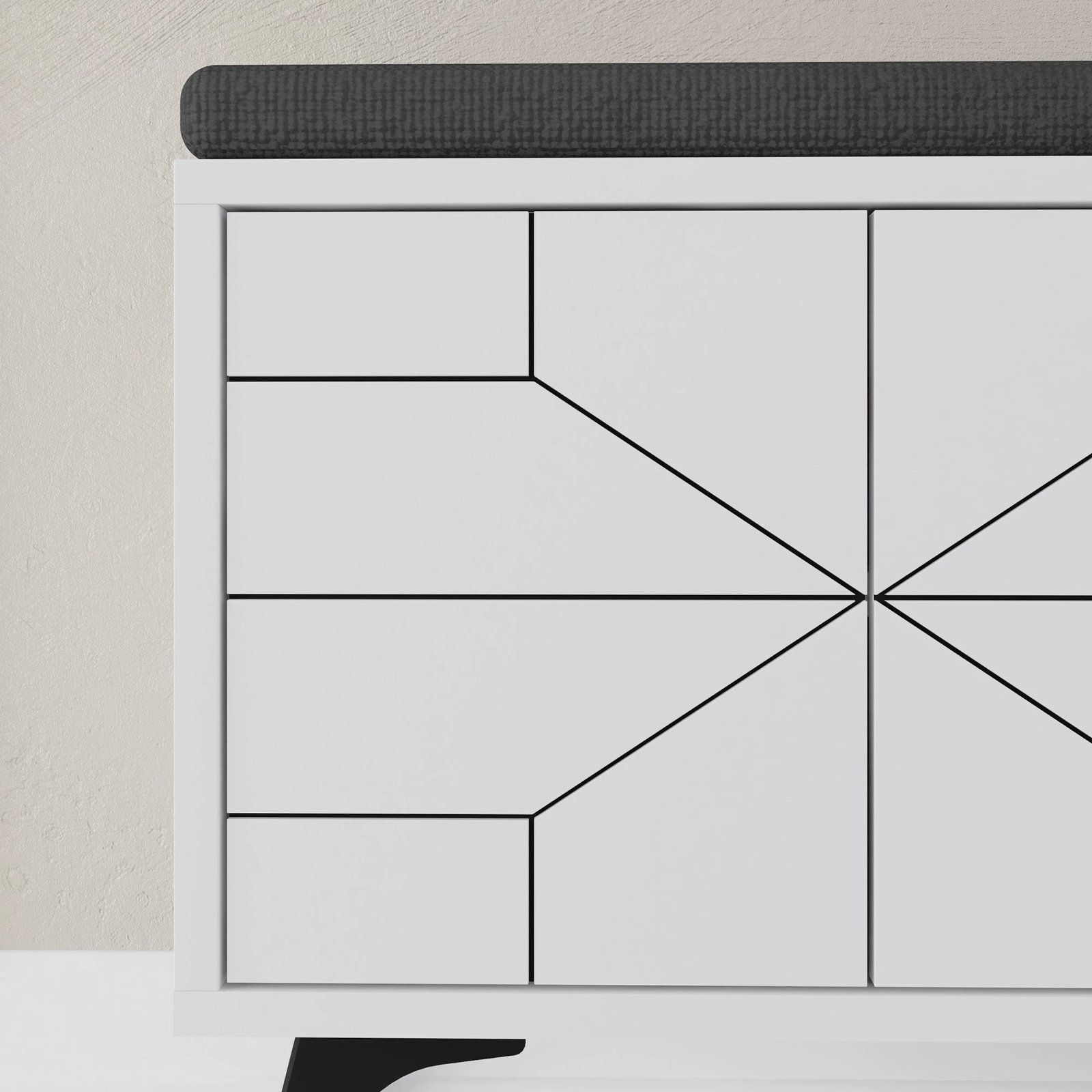 Dollap këpucësh Skye Decor, me ulëse, ngjyrë e bardhë