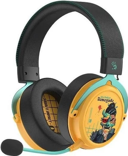 Kufje A4Tech Bloody MR595, Bluetooth 5.3, 2.4G, me kabllo, 7.1 virtuale, të verdha