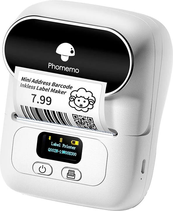 Printer etiketa Phomemo M110, portativ, lidhje Bluetooth/USB, i bardhë