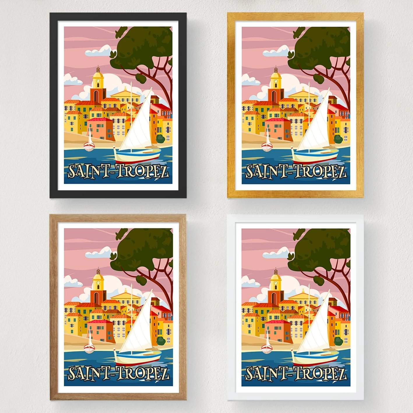 Poster A3 Saint Tropez, shumëngjyrësh, 29.7x42cm