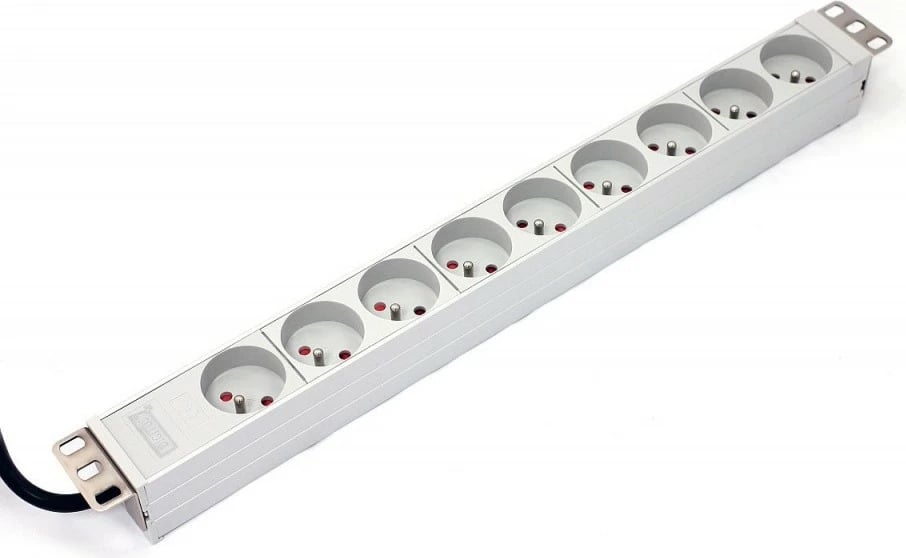 Prizë RACK Digitus A-19-STRIP-3-IMP, 9xType E, 1.8m, alumini, e bardhë