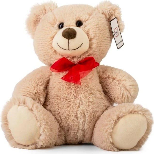 Ari pelushi Daffi B-954, 28 cm, bejzh me fjongo të kuqe
