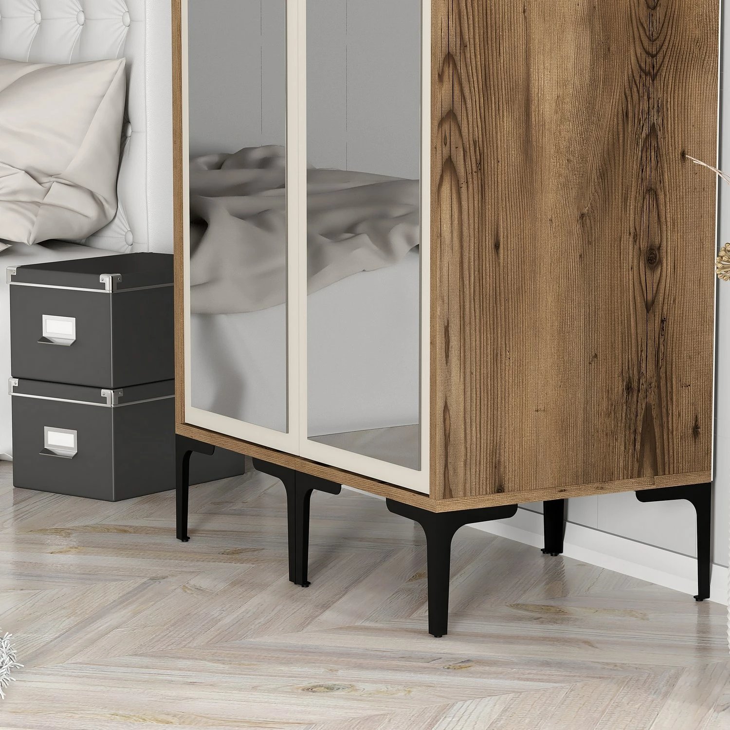 Dollap Skye Decor, ngjyrë arre dhe krem, Kumsal RR