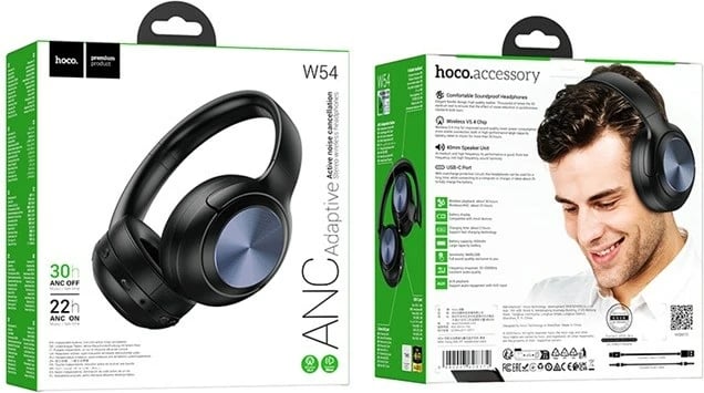 Kufje HOCO W54 me Bluetooth, ANC, të zeza
