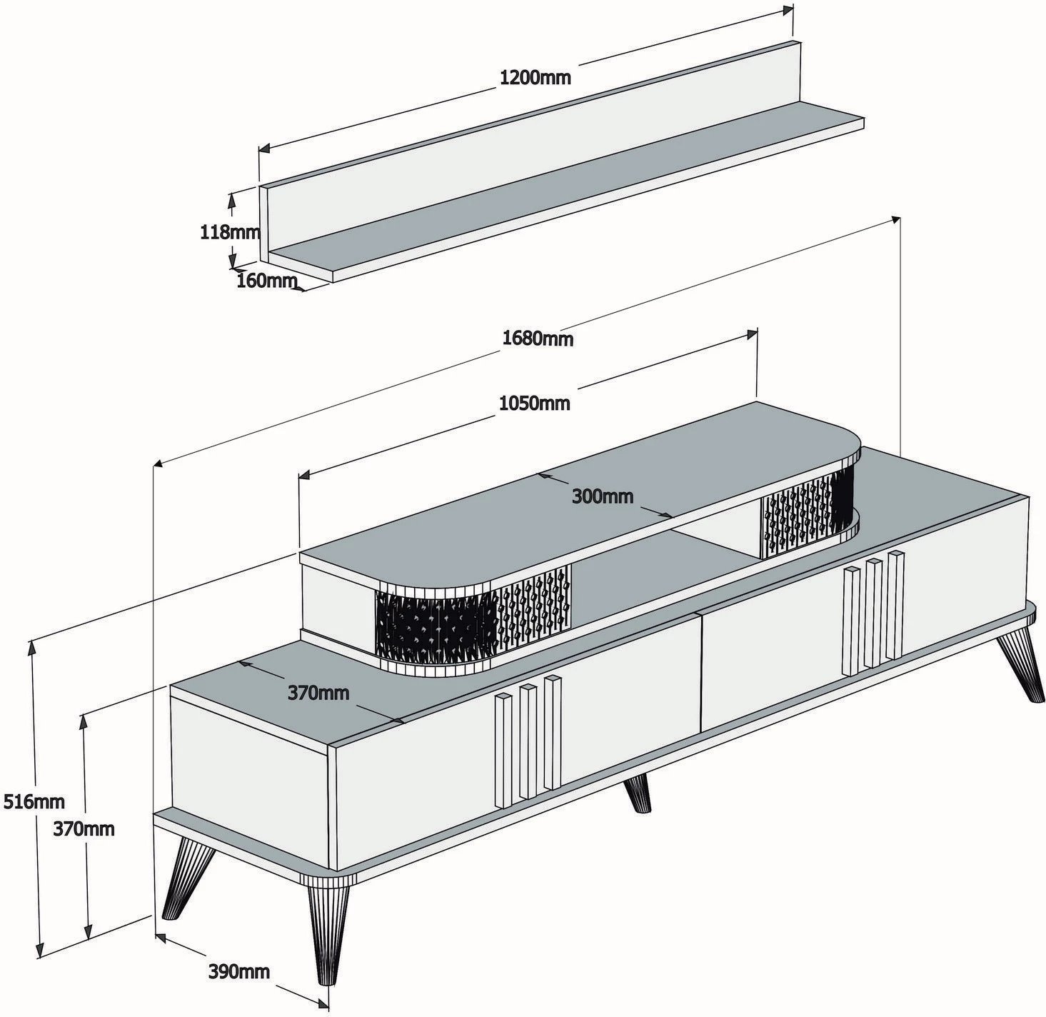 Komodë televizori, ngjyrë arre, Skye Decor, Eylül