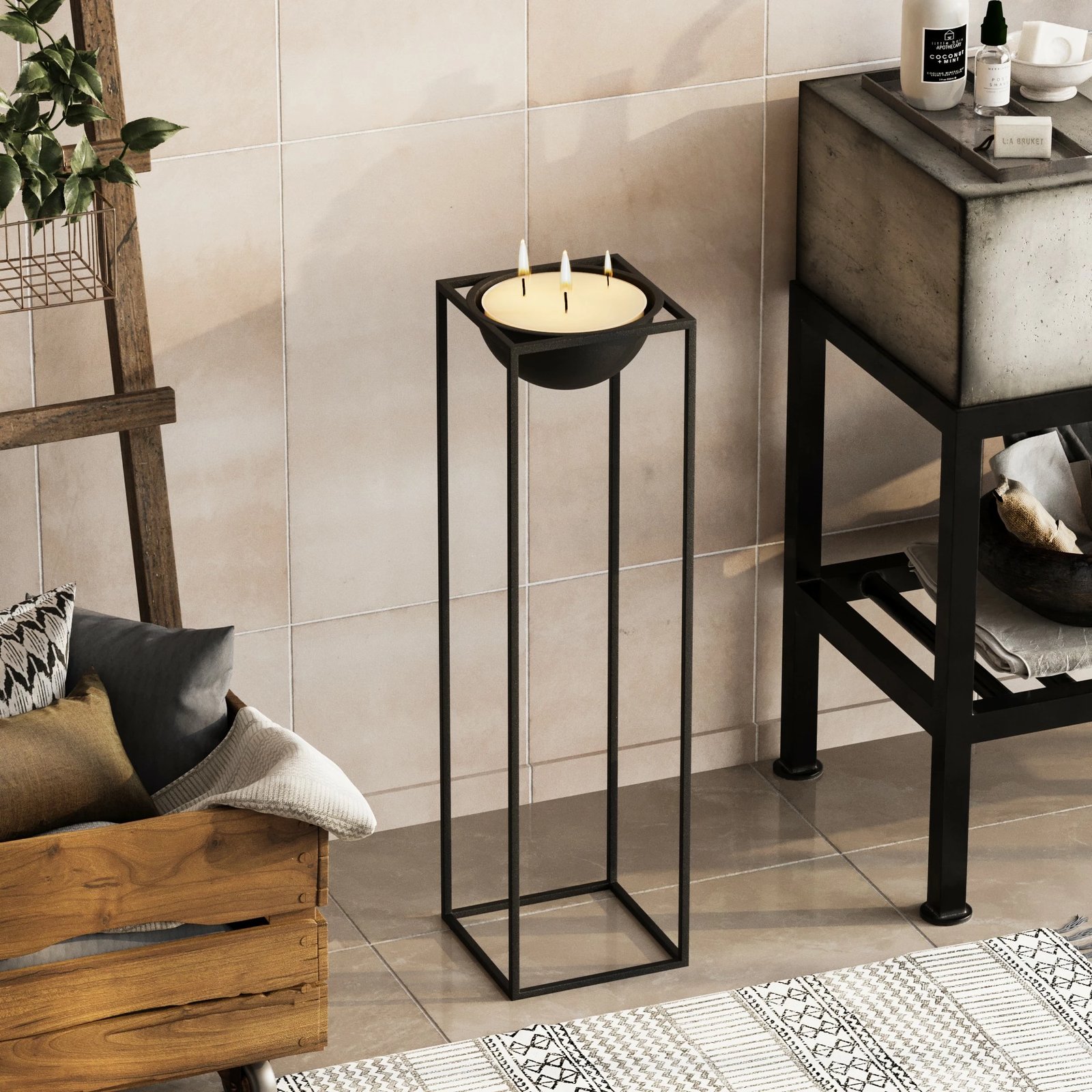 Vazo dekorative, e zezë, Evila Originals, GED-020, 28x80x28 cm