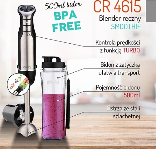 blender dore/personal Adler CR 4615 400W/700W shpejtësi e rregullueshme TURBO shishe 500ml BPA-free blender dore/personal Adler CR 4615 400W/700W shpejtësi e rregullueshme TURBO shishe 500ml BPA-free
