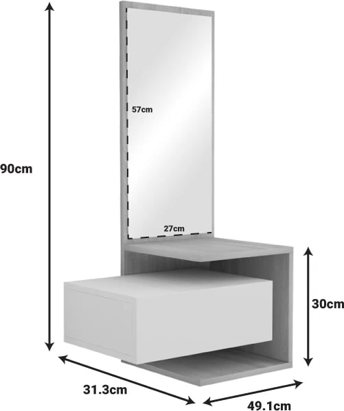 Tavolinë për grim Kendi melamine ngjyrë gri-cemente 49.1x31.3x90cm