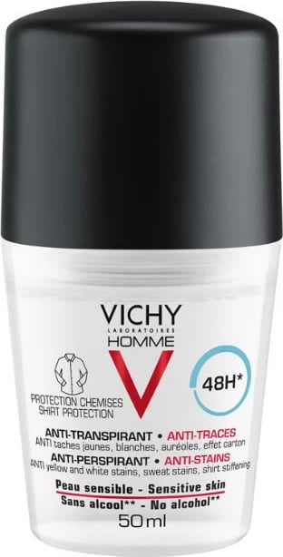 Deodorant roll-on Vichy Homme Anti-Perspirant Anti-Stains Sensitive Skin unisex 50ml