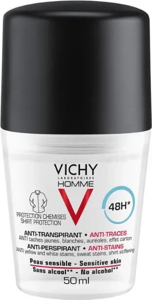 Deodorant roll-on Vichy Homme Anti-Perspirant Anti-Stains Sensitive Skin unisex 50ml