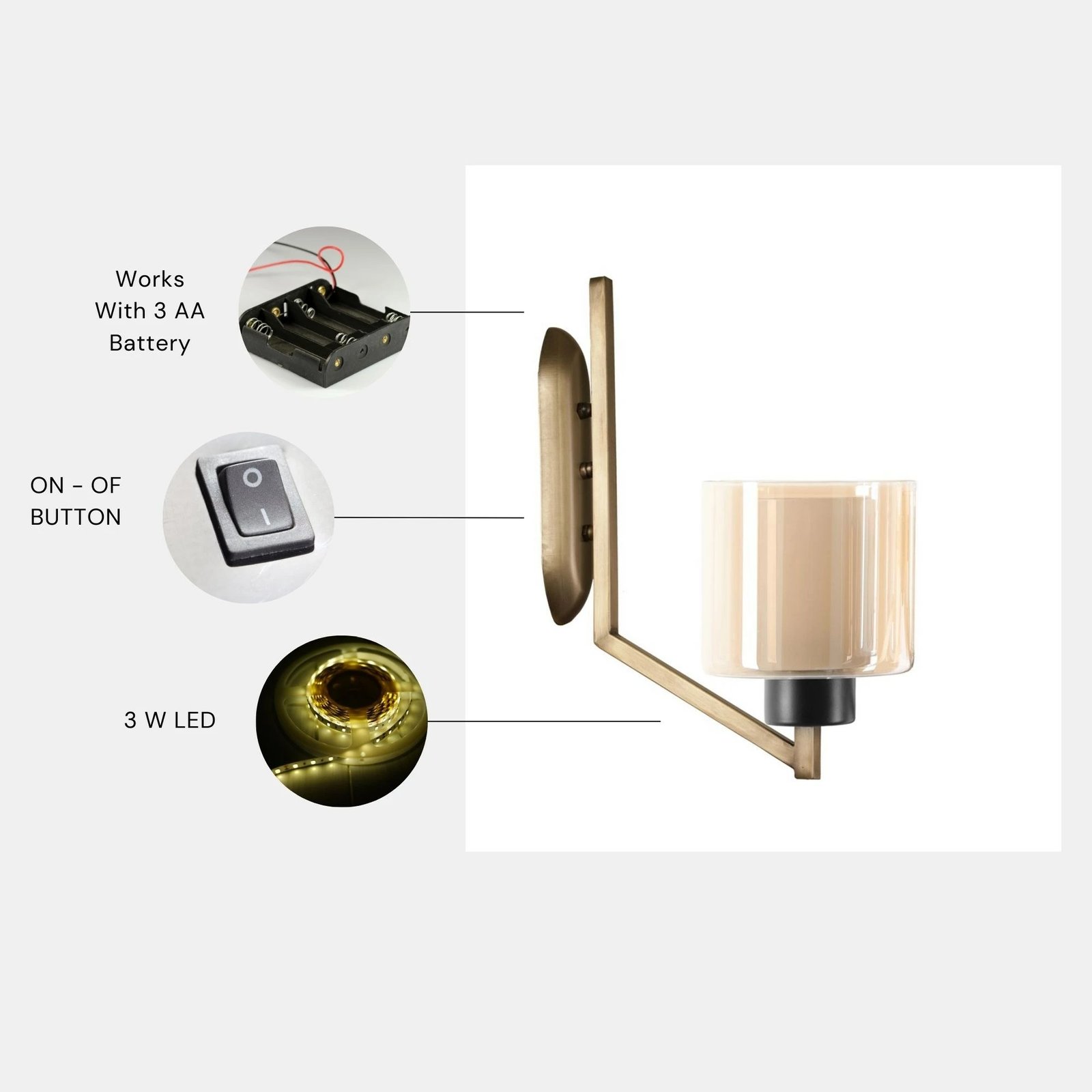 Llambë muri Opviq, ngjyrë ari dhe krem, Ruby - 8504-1AP