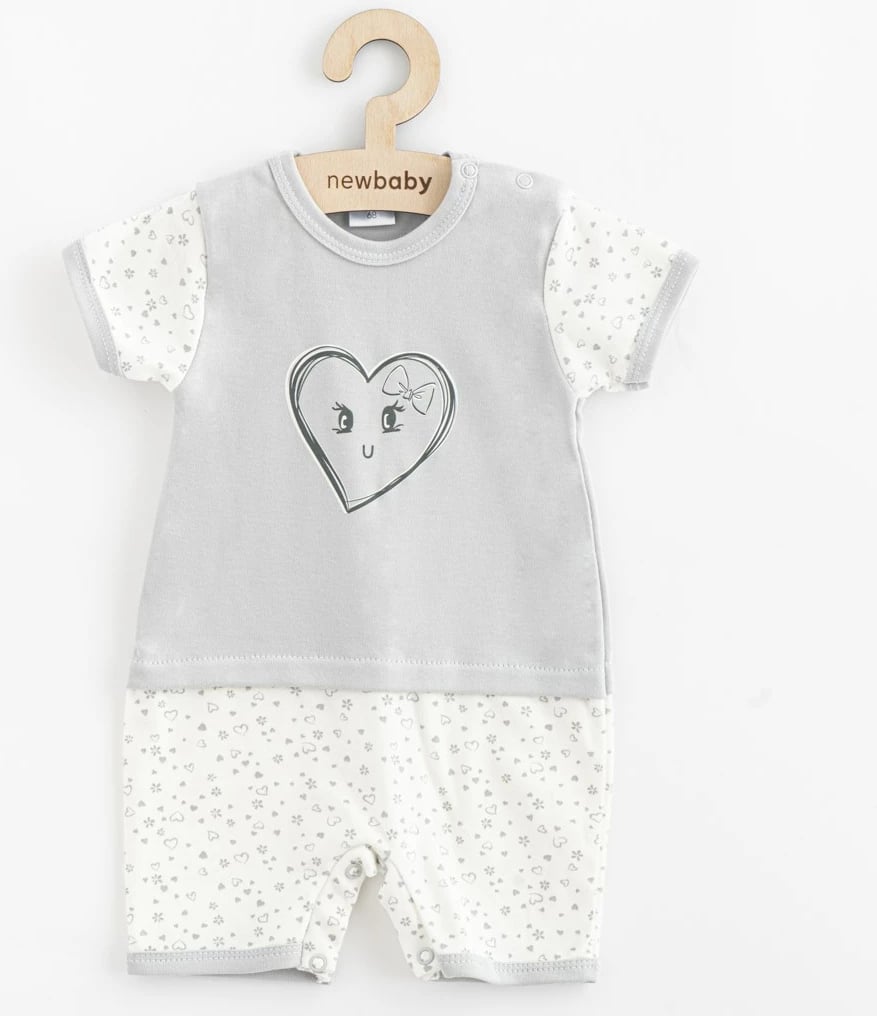 Kombinezon veror bebe, New Baby, Hearts, 100% pambuk, madhësia 68 (4-6m), gri