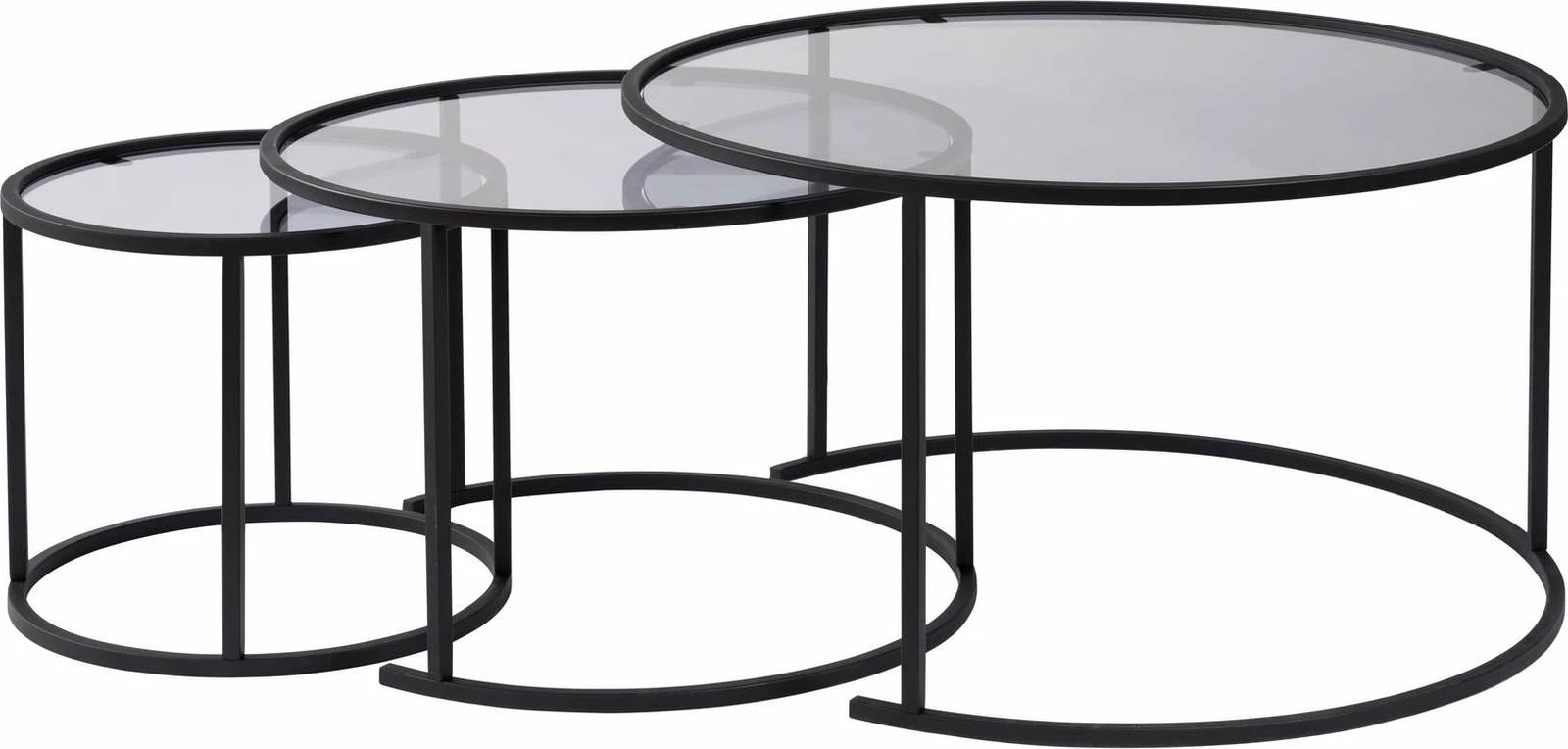 Set tavolinash kafeje Nordure, Aurum - 80, 60, 42 - e zezë, gri