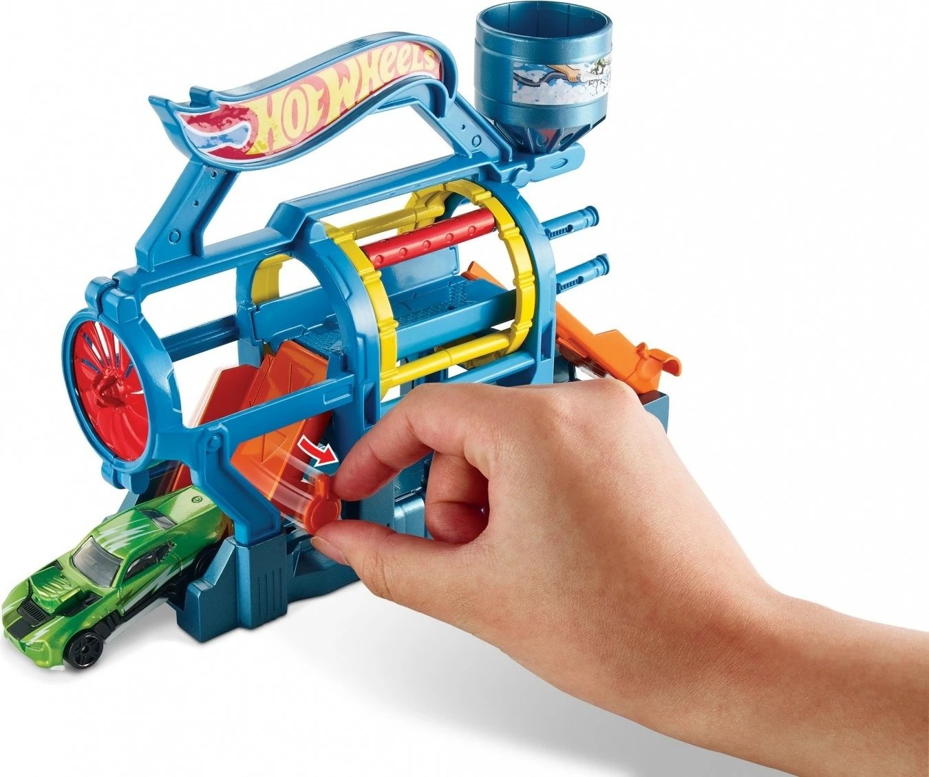 Set lodrash Hot Wheels Turbo Wash FJN34/FJN35, plastikë, me makinë lodër, shumëngjyrësh