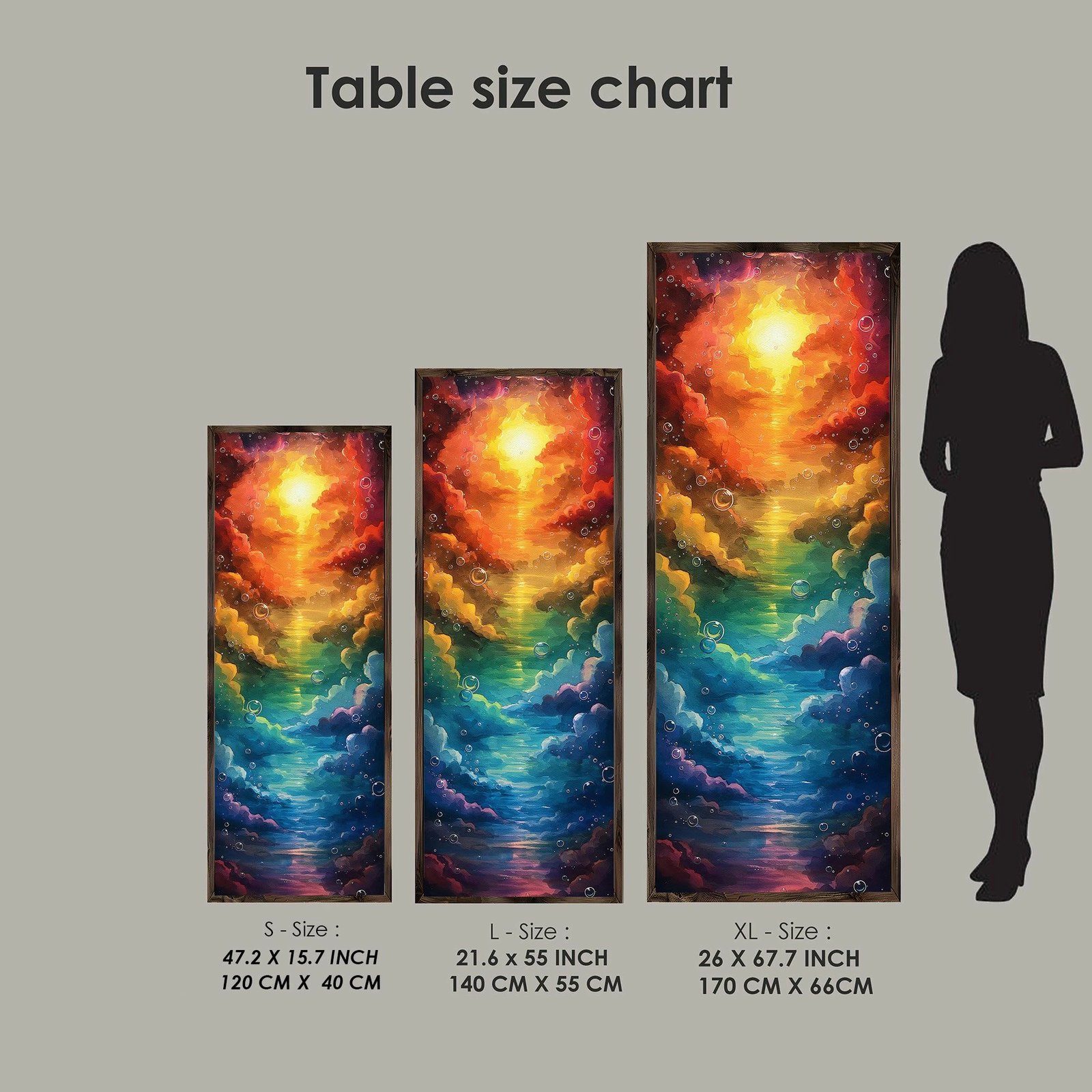 Pikturë dekorative me kornizë MDF, shumëngjyrëshe, Wallity LONG029-S/120-40, 40x120cm