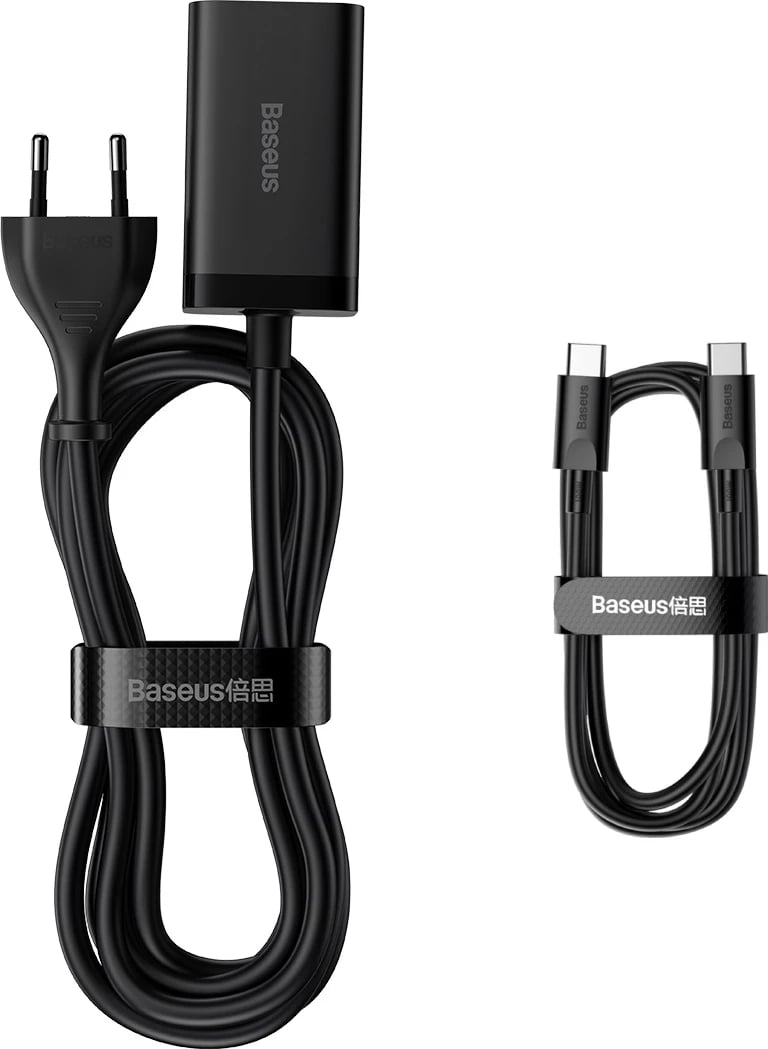 Karikues i shpejtë Baseus GaN3 Pro 65W, 2x USB Type-C, 2x USB, me kabllo USB-C 1m, Zi Karikues i shpejtë Baseus GaN3 Pro 65W, 2x USB Type-C, 2x USB, me kabllo USB-C 1m, Zi