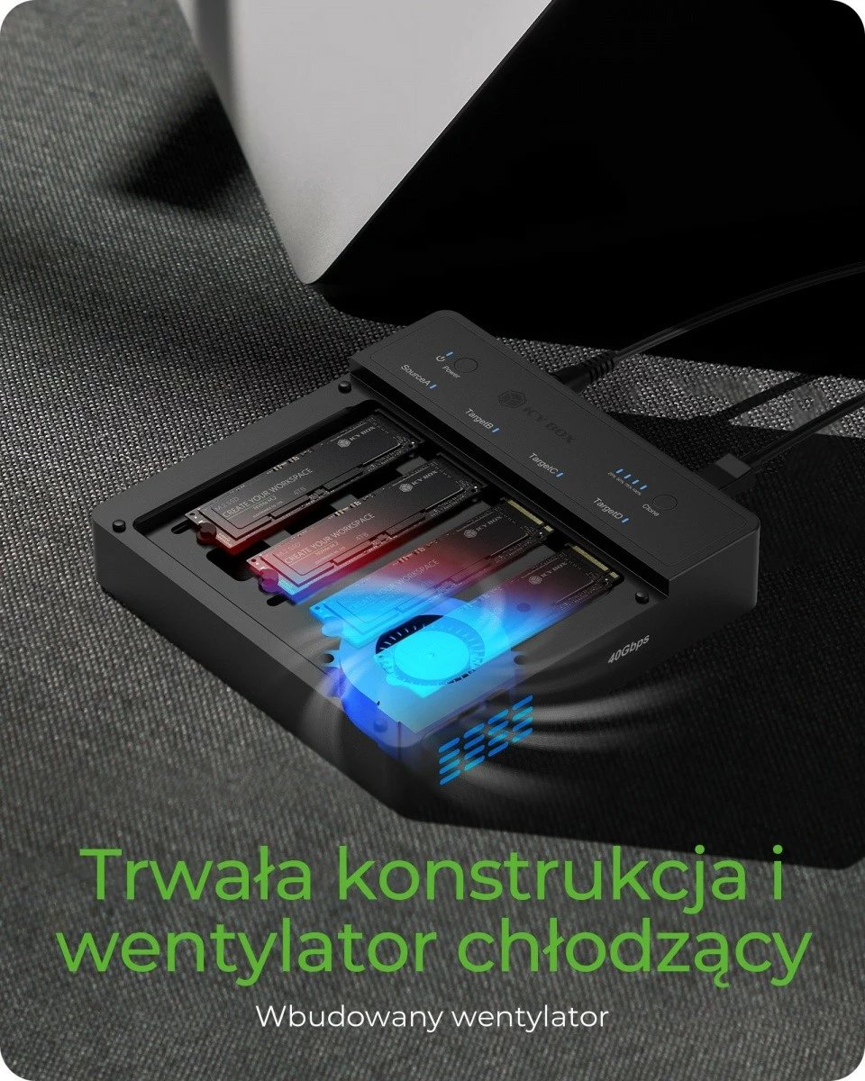 Duplikator SSD NVMe M.2 IcyBox IB-4013MCL-C4, 4 slote, USB4, i zi