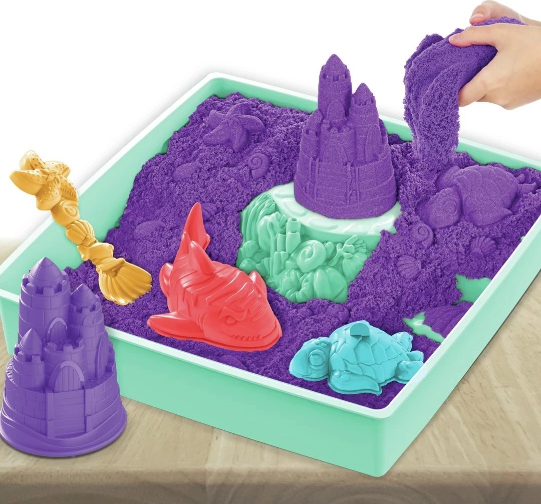 Set rërë kinetike SPIN MASTER, 1lb, me vegla dhe forma, për fëmijë, vjollcë