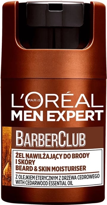 Xhel hidratues për mjekër dhe lëkurë L'Oreal Paris Men Expert Barber Club për meshkuj, 50ml