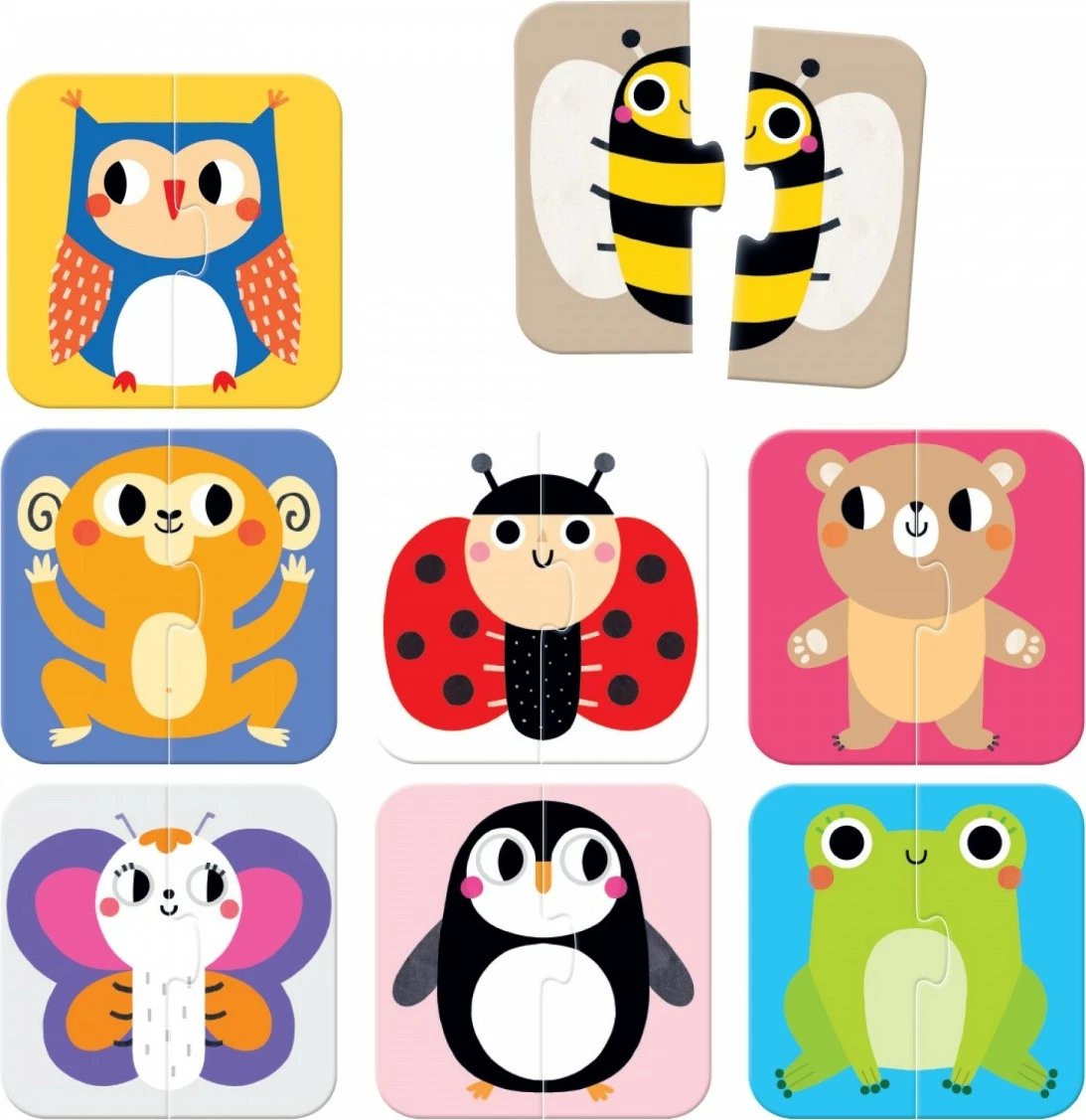 Puzzle kafshë CzuCzu I Assemble Halves, 8 copë, për fëmijë, shumëngjyrëshe