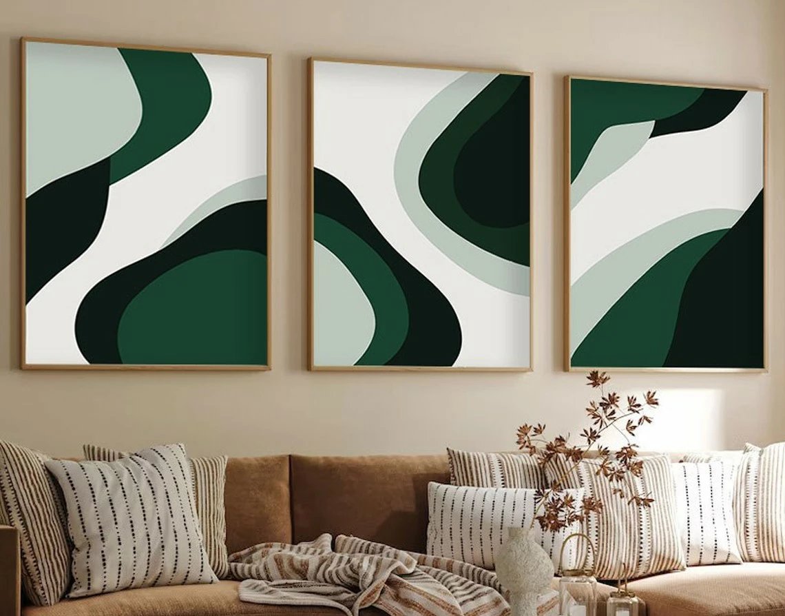 Pikturë dekorative me kornizë, 3 pjesë, Wallity, Huhu204, 50x35cm