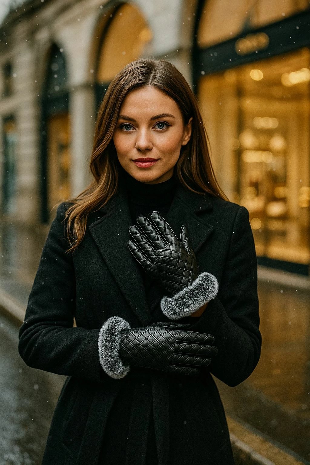 Doreza për gra, lëkurë PU, të zeza, Jumeon Eld12