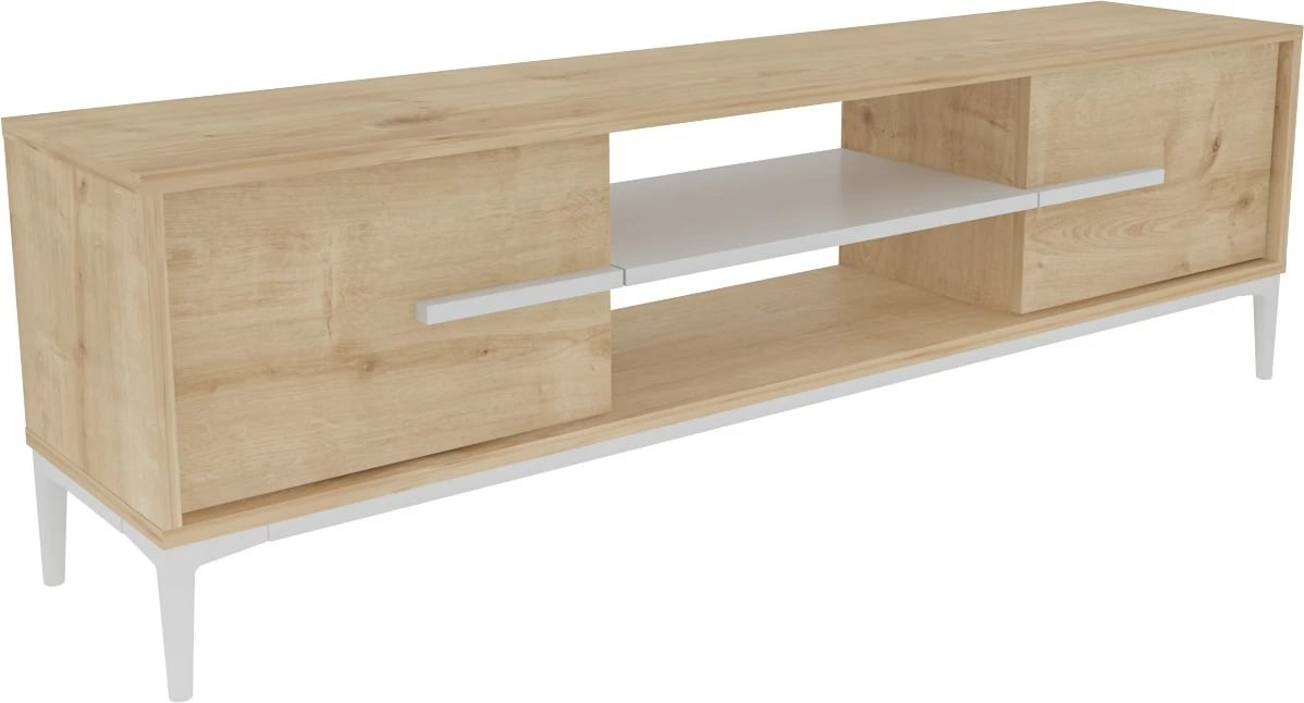 Komodë TV Hanah Home, Eslem, ngjyrë lis dhe e bardhë