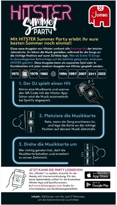 Lojë tavoline, Jumbo, Hitster Summer Party 1110100357, kuiz muzikor me aplikacion, 16+