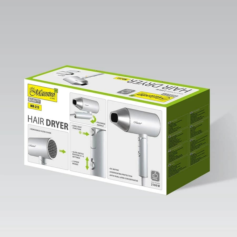 Tharëse flokësh Maestro MR-213, 2100W, Argjendtë