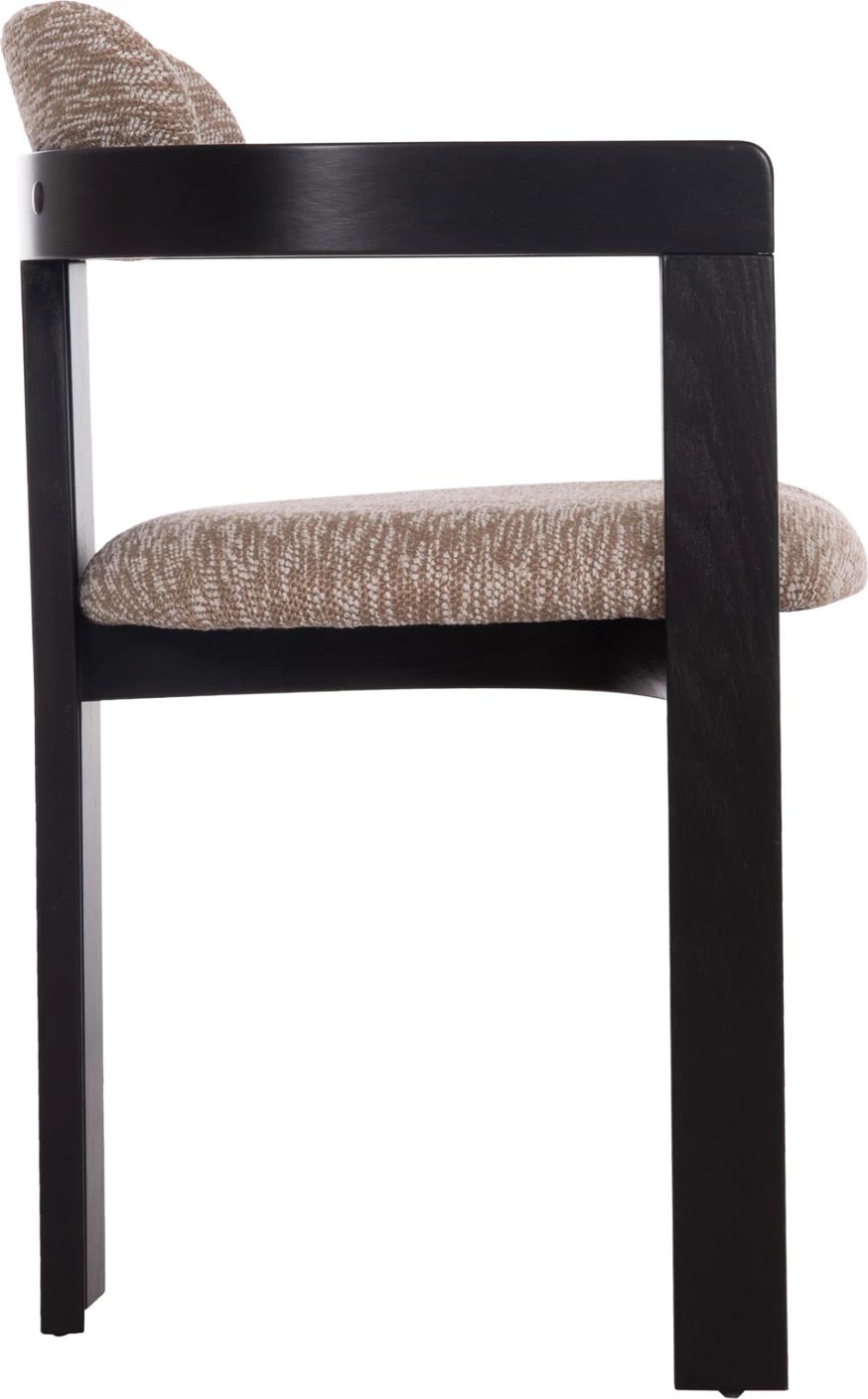 Karrige ngrënieje KALL, stof kafe, dru i zi, FH18247.02, 56x45x73cm