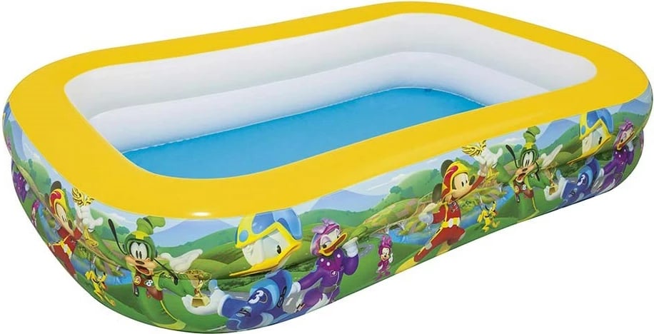 Pishinë e fryrë fëmijësh, Bestway, Mickey Mouse Roadster Family, 262x175x51 cm 778 L, shumëngjyrëshe