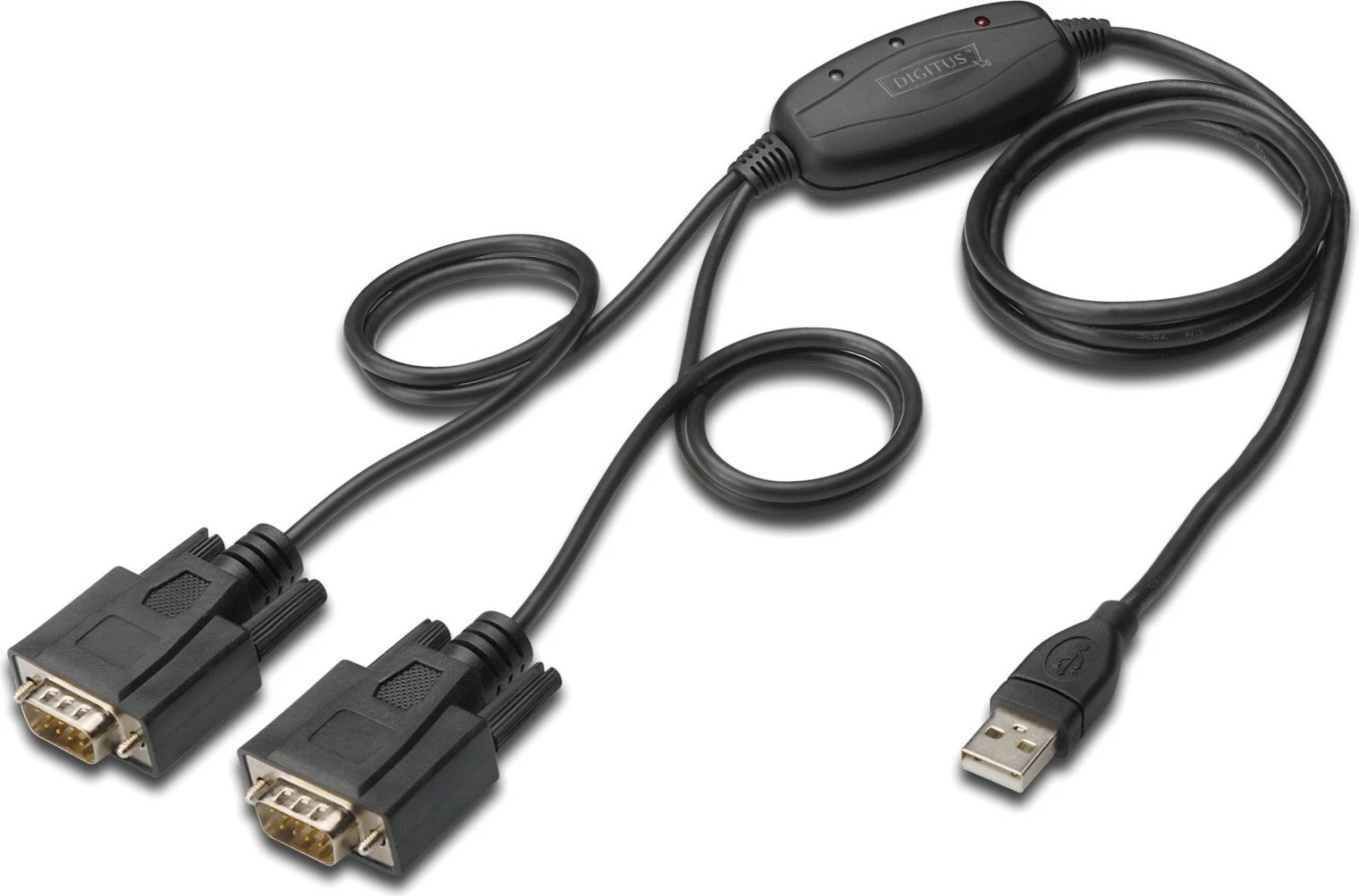 Kabëll Digitus USB 2.0 në 2x RS232, 1.5 m, i zi