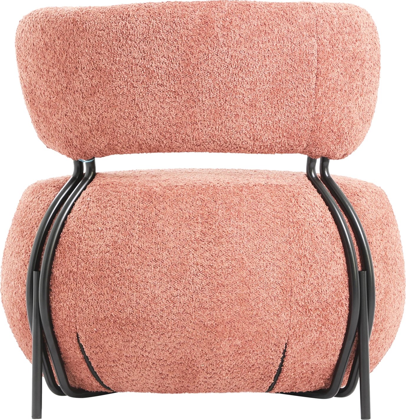 Karrige për sallon, e rrumbullakët, KARSEN, FH9598.02, pëlhurë boucle rozë, 79x78.5x76H cm