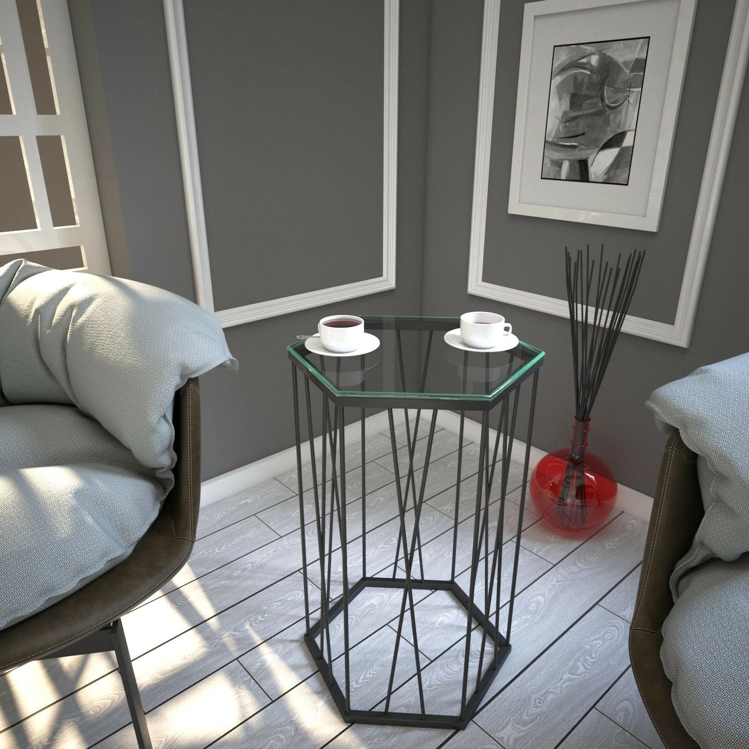 Tavolinë anësore Hanah Home, Cetrus, xham