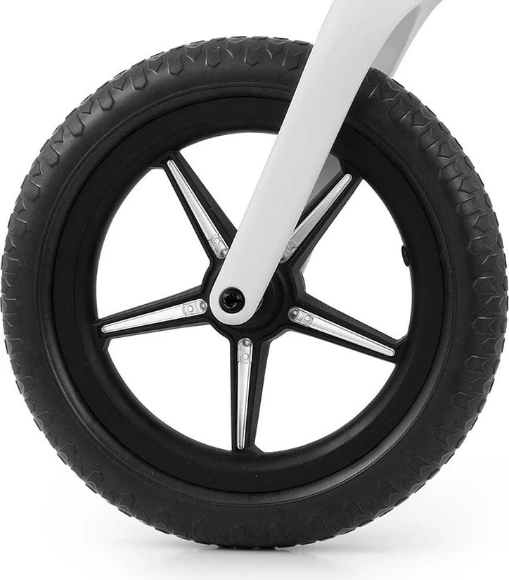 Bicikletë balancuese fëmijësh, Milly Mally Ranger Flash, rrota 12" EVA pa fryrje, kornizë kompozite e lehtë, sedile e rregullueshme, e bardhë