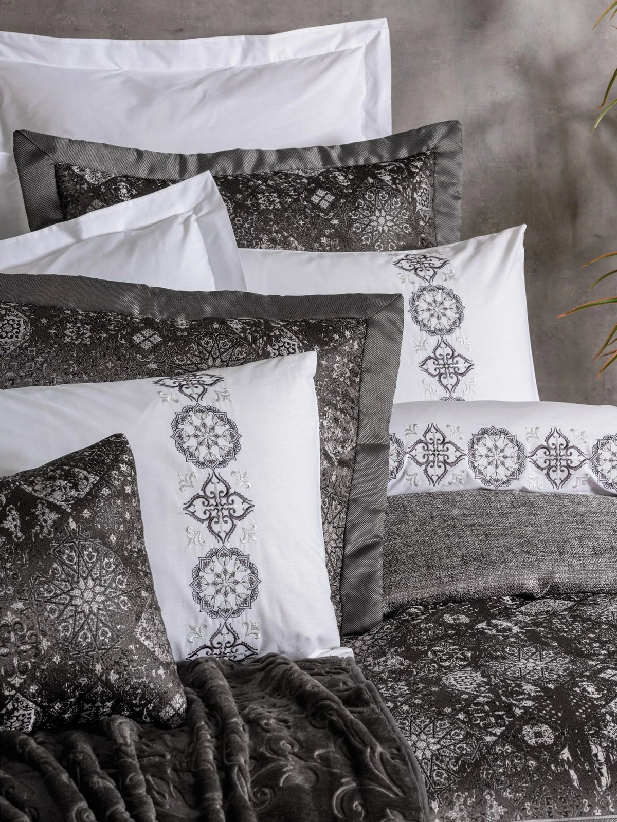 Set dhome gjumi dopio Valeria, anthracite-bardhë