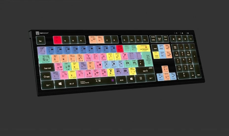 Tastierë LogicKeyboard Astra 2 UK për Adobe Premiere Pro CC, PC, me taste të ngjyrosura