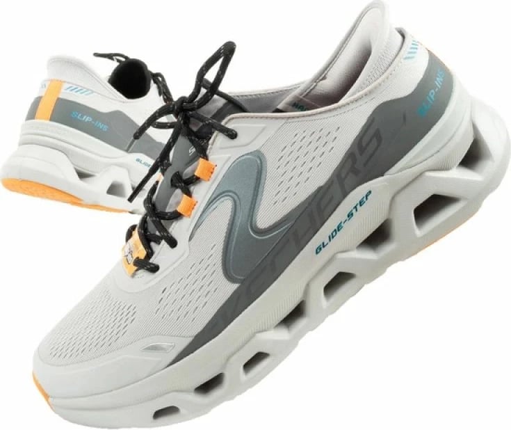 Atlete për meshkuj Skechers, të bardha/gri