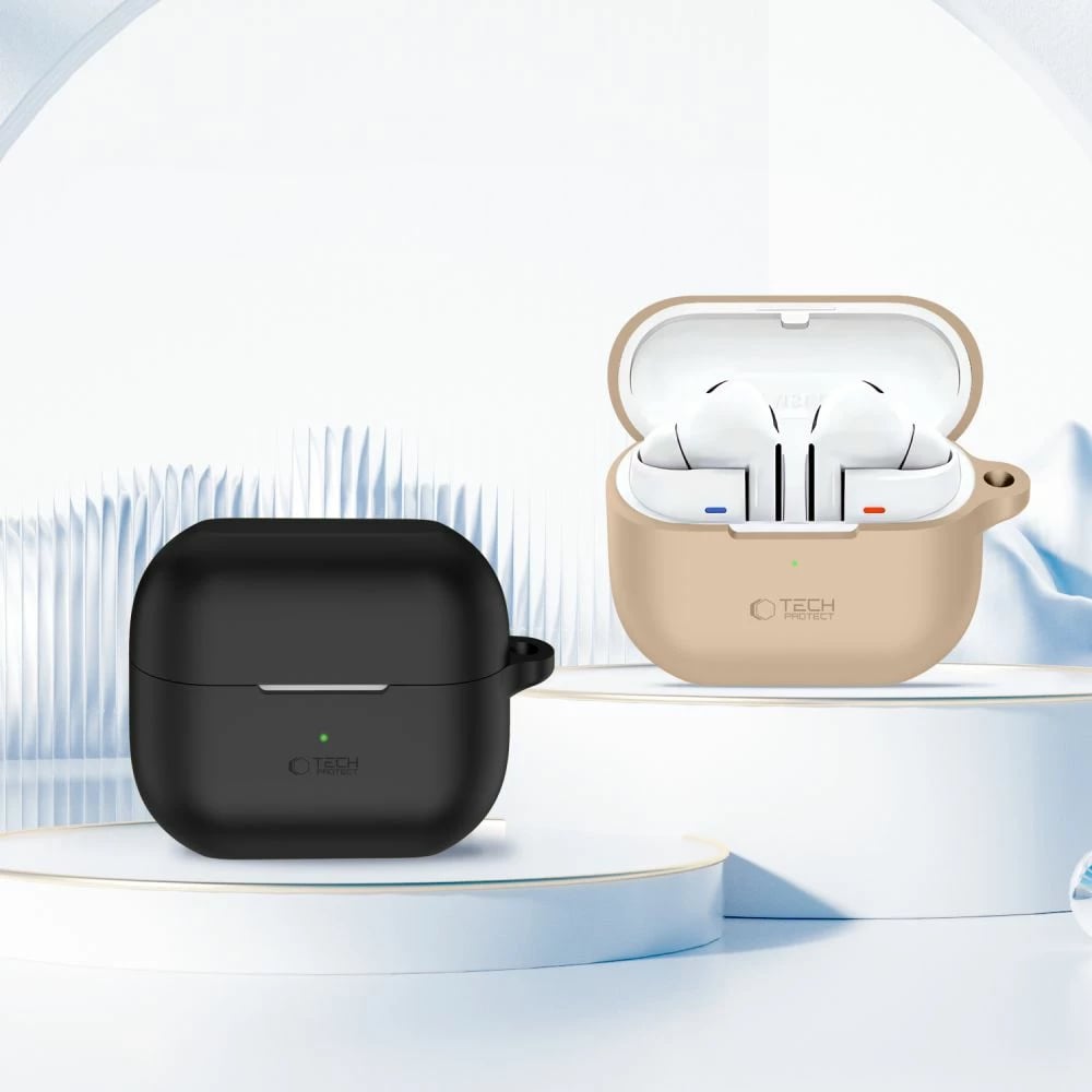 Mbështjellës Tech-Protect për Samsung Galaxy Buds 3 / 3 Pro, silikon, kafe, me karabiner