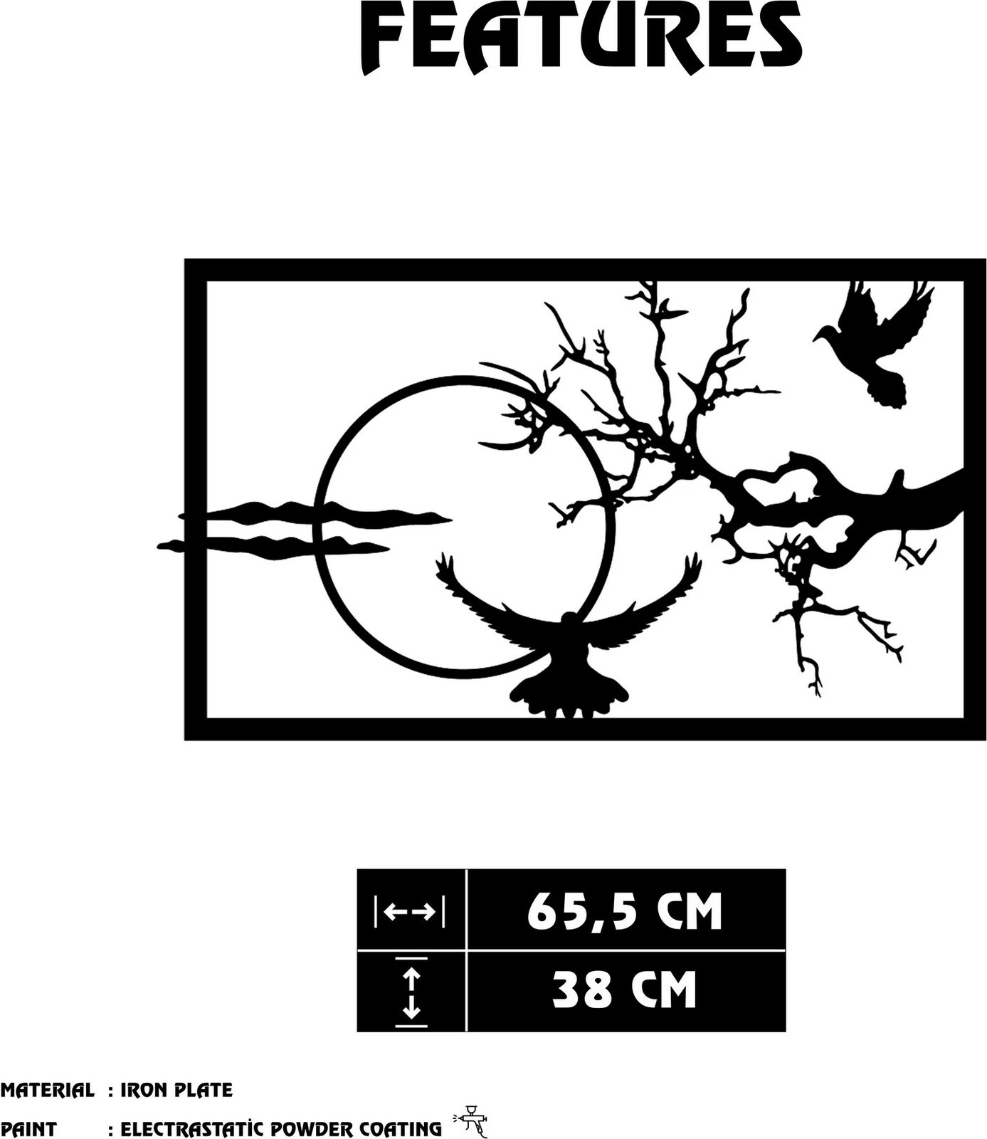 Aksesor dekorativ metalik për mur, Wallity, ngjyrë e zezë