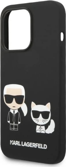 Mbështjellës, Karl Lagerfeld, KLHMP14XSSKCK Karl & Choupette, iPhone 14 Pro Max 6.7", hardcase silikon i lëngshëm, me MagSafe, e zezë