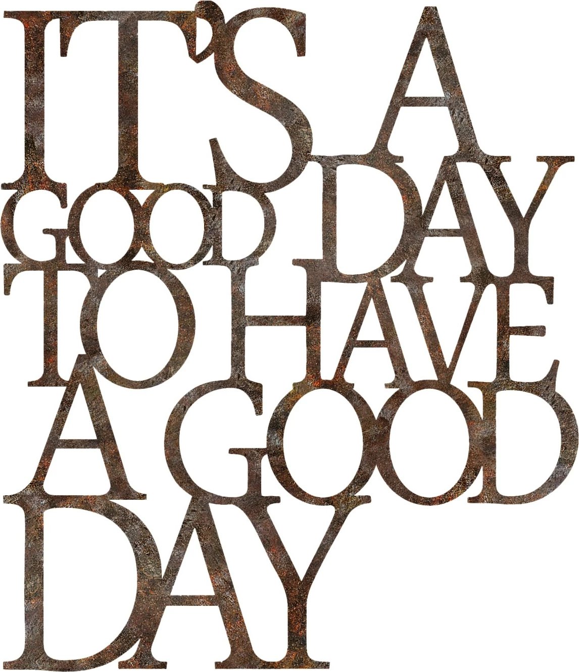 Aksesor dekorativ metalik për mur Wallity, ngjyrë antike, Have a Good Day