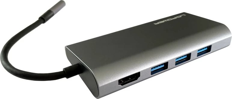 USB hub LC-Power LC-HUB-C-MULTI-5, 3x USB-A, USB-C PD 100W, HDMI, RJ45, SD/MicroSD, anthracite/black